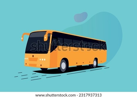 Illustration of yellow Bus with background