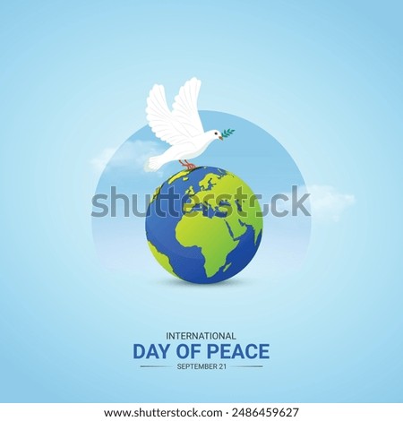 International Peace Day Creative Ads Design. fly and bird vector isolated on Template for background. Peace Poster, vector, 3d, illustration, Sep 21. Important day, Holiday concept.