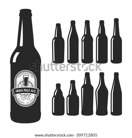 Set of 10 various craft beer bottles. Different shapes and sizes.