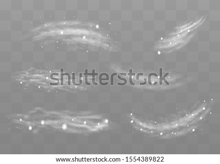 Snow and wind on a transparent background. Illustration of a white gradient of snow and wind with snowflakes. Decorative element.vector. fog. Fog vector.