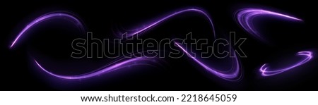 Violet glowing shiny lines effect vector background. Luminous white lines of speed. Light glowing effect. Light trail wave, fire path trace line and incandescence curve twirl.