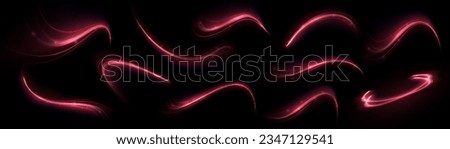 Red glowing shiny lines effect vector background. Luminous white lines of speed. Light glowing effect. Light trail wave, fire path trace line and incandescence curve twirl.