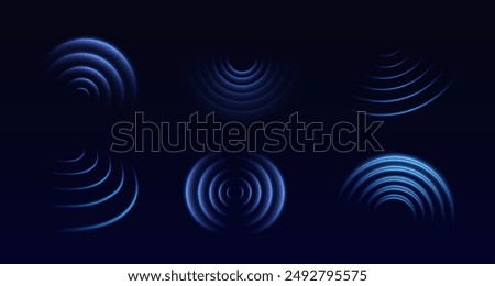 Wifi wave light effect. Radar sensor, beep technology, digital sign.Transparent neon circle symbol. wireless internet connection. Radar or sonar with wireless technology emitting a light effect