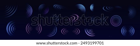 Wifi wave light effect. Radar sensor, beep technology, digital sign.Transparent neon circle symbol. wireless internet connection. Radar or sonar with wireless technology emitting a light effect