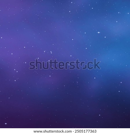 Night blue starry sky, purple galaxy background. Realistic starry sky with gradient. Milky way with shining stars. Night sky with light effect.