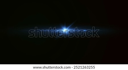 Light blue effect reflections, neon illumination in blue colors. Bright light lens. Police light effects, lines. Shiny stars, glowing sparks on a black background. Vector red light effect