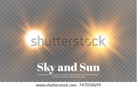 The sun and sky. Weather and forecast a Transparent background. Vector illustration.