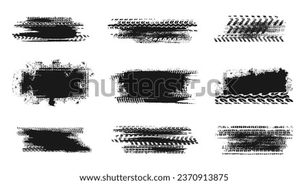 Tire track textured grunge banner. Off road vector illustration isolated on a white background. 