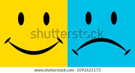 smile and sorrow, the emotions of joy and disappointment, vector icons, emotions of happiness and sadness