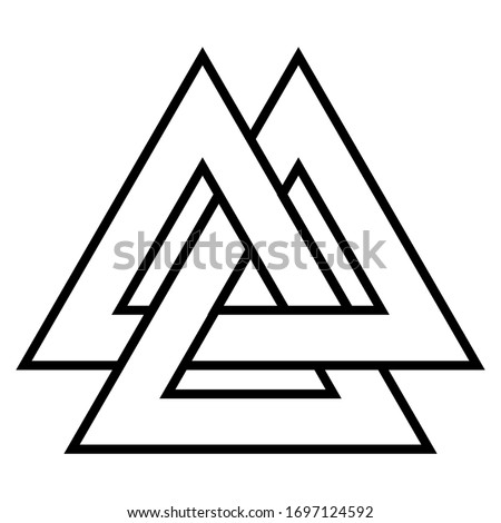 Valknut symbol triangle logo, Viking age symbol, Celtic knot icon vector from triangle tattoo
