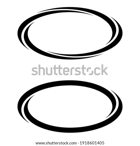 Oval ellipse banner frames, borders, vector hand-drawn graphics, oval markers for text selection