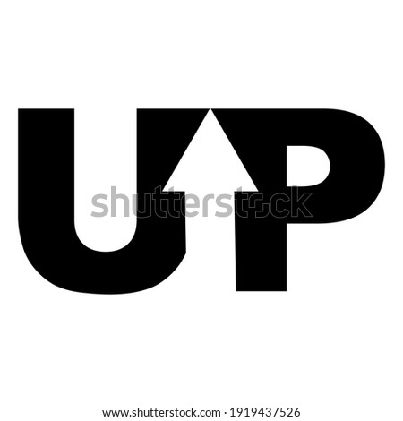 Sign logo up arrow in word, vector up arrow
