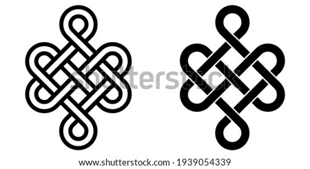 Mystical knot of longevity and health, Feng Shui luck sign, vector infinity knot, tattoo of the symbol of health of occultism and witchcraft