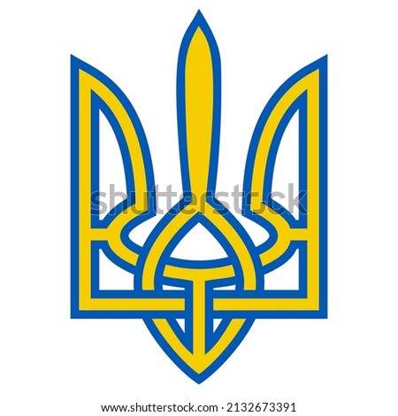 Coat arms Ukraine trident yellow blue flag, coat arms symbol Ukraine