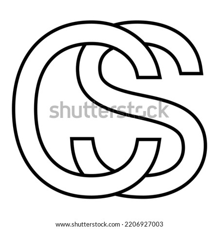 Logo sign cs sc, icon game counter letters c s
