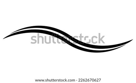 Double curve wave, vector simple water swoosh wavy strip long