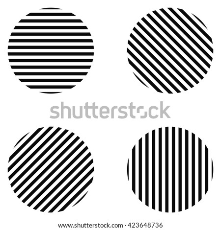 vertical, horizontal, diagonal stripes in circle - vector for print or design