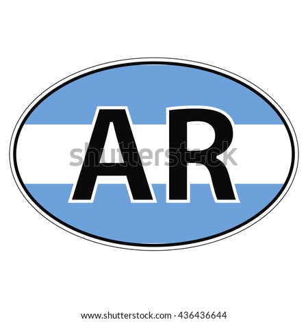 Sticker on car, flag Argentina, Argentine Republic with the inscription AR vector for print or website design for language buttons