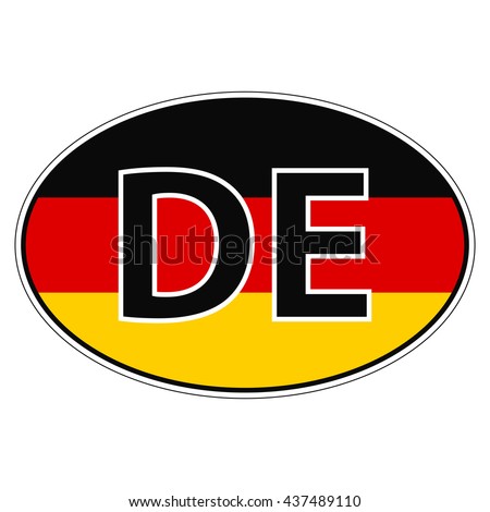 Sticker on car, flag of Germany, Germania, Deutschland with the inscription DE vector for print or website design for language buttons