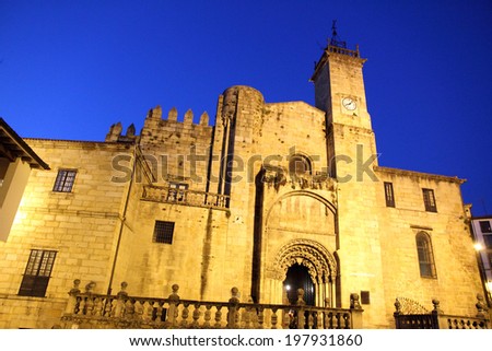 Catedral de San Martin, cathedral in Orense old city at dusk, Galicia, Spain