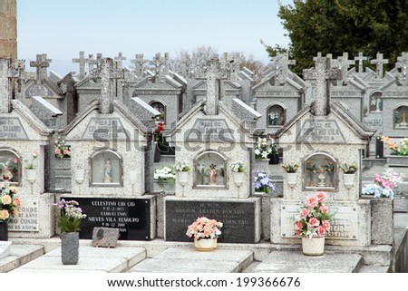 OURENSE SPAIN-MARCH 18: Cemetery in Santa Marina de Aguas Santas  on March 18, 2014 in Ourense Galicia Spain