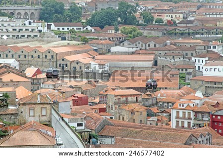 PORTO PORTUGAL-JULY 9: Old town of Porto from above, Ribeira quarter and the wineries on July 9, 2011 in Porto,Portugal