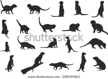 Meerkat silhouettes, Meerkat silhouettes set, Meerkat clip art, Meerkats vector illustration