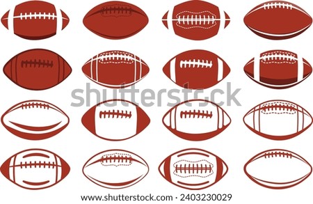 American football vector illustration, Rugby ball vector set, Football silhouette, American football ball, Sports ball vector.