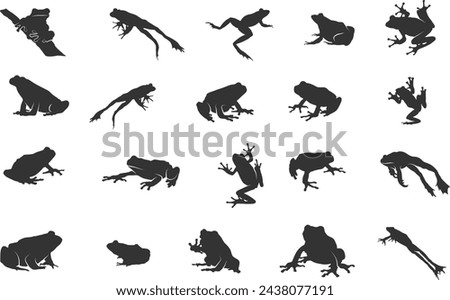 Frog silhouettes, Tree frog silhouette, Jumping frog silhouettes
Sitting frog silhouette.