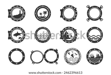 Porthole silhouette, Cruise ship, Porthole clipart, Ship porthole clipart, Ship window, Boat porthole silhouette.