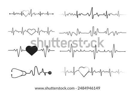 Heartbeat silhouette, Ekg heartbeat silhouette, Heartbeat clipart, Stethoscope health heart Ekg silhouette