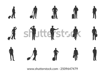 Airline pilot silhouette, Pilot silhouette, Airline pilot clipart, Airline captain pilot silhouette. 
