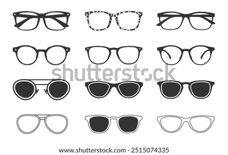 Eyeglasses silhouette, Glasses silhouette, Eyeglasses clipart, Eyeglasses icon, Eyeglasses outline vector.
