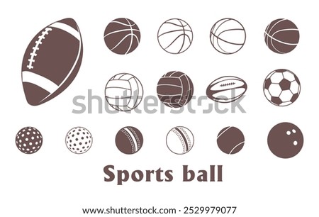 Sports ball silhouette, Game ball silhouette, Football silhouette, Sports ball icons, Sports ball vector bundle 