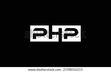 PHP letter logo design with black background in illustrator, vector logo modern alphabet font overlap style. calligraphy designs for logo, Poster, Invitation, etc.