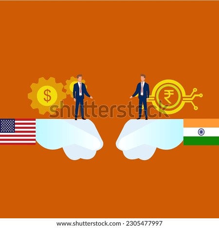 dollar vs rupee, indian currency vs dollar currency vector illustrator design