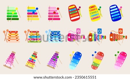 Collection icon xylophone toy, music instrument for kids. set of xylophone toy.