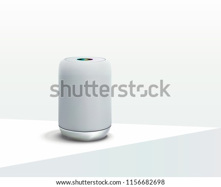 White Smart speaker. Voice control user interface smart speaker Vector realistic.