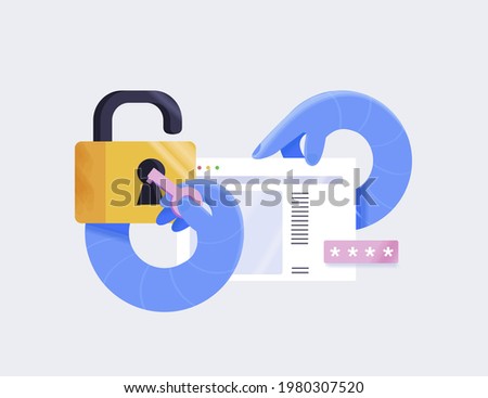 Internet security, Data protection concept. Traffic Encryption, VPN, Privacy Protection Antivirus hack. Flat illustration