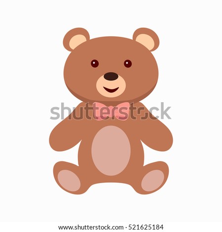 Teddy bear toy flat icon. Vector illustration.