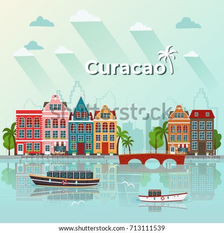 Curacao island vector illustration. Flat design