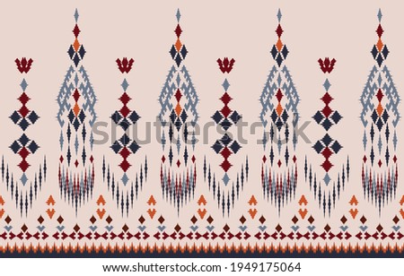 Beautiful Ethnic abstract ikat art. Seamless pattern in tribal, folk embroidery, and Mexican style.Aztec geometric art ornament print.Design for carpet, wallpaper, clothing, wrapping,fabric,cover, 