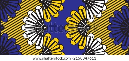 African motif ethnic traditional pattern. seamless beautiful yellow and blue color. pattern for fashion. Geometric abstract motif. African wax prints.