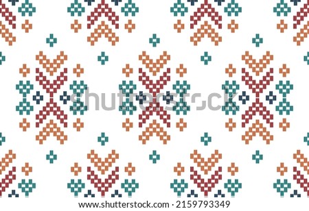 Aztec woven embroidery beautiful pattern. Navajo chevron seamless pattern in tribal, Mexican Aztec geometric art ornament print. Design for carpet, wallpaper, wrapping, fabric, cover, textile Stockfoto © 