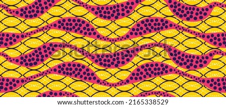 African pattern. yellow and pink background. seamless beautiful Kitenge, chitenge style. fashion african design in colorful. abstract motif.  Ankara prints, African wax prints.