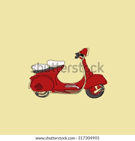 Vector Scooter Poster Vintage Retro Hand Sketched Moped Vector Scooter Poster Vintage Retro Hand Sketched Moped