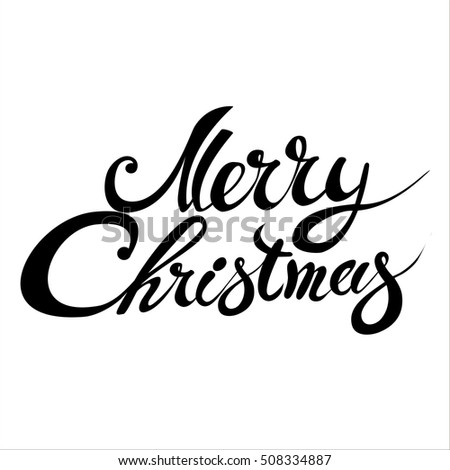 Merry Christmas Hand Lettering Isolated On White. Stock Vector ...