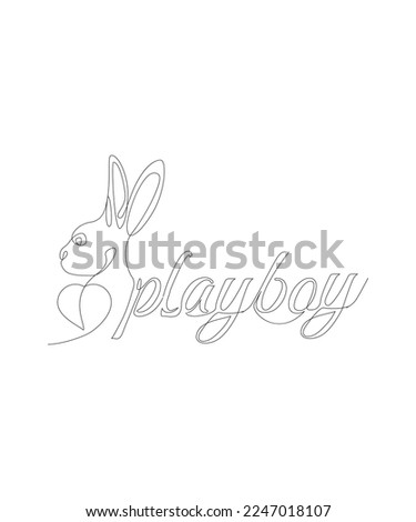 One line drawing is connected.
illustration of a heart connected to a bunny head, inscribed playboy.
Rabbit animal symbol in simple terms.
doodle vector.