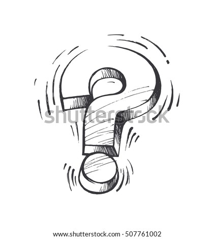 question mark, symbol of thoughts, a sketch by hand in a vector format