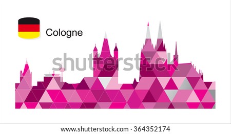 detailed vector silhouette of Cologne, Germany